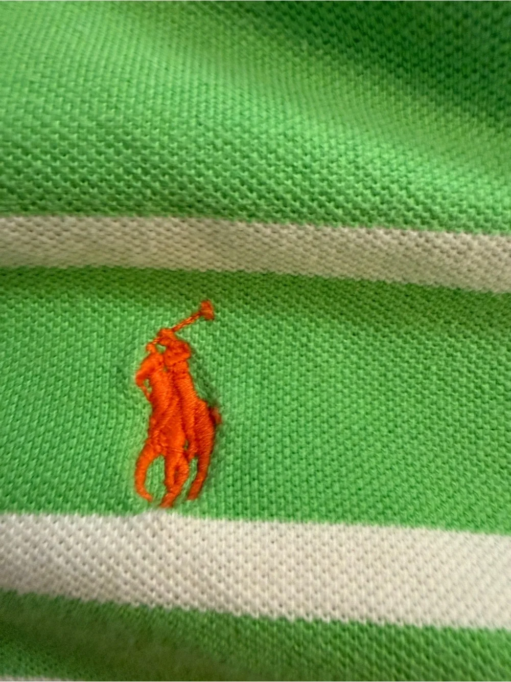 Ralph Lauren Lime Green & White Striped Polo Shirt